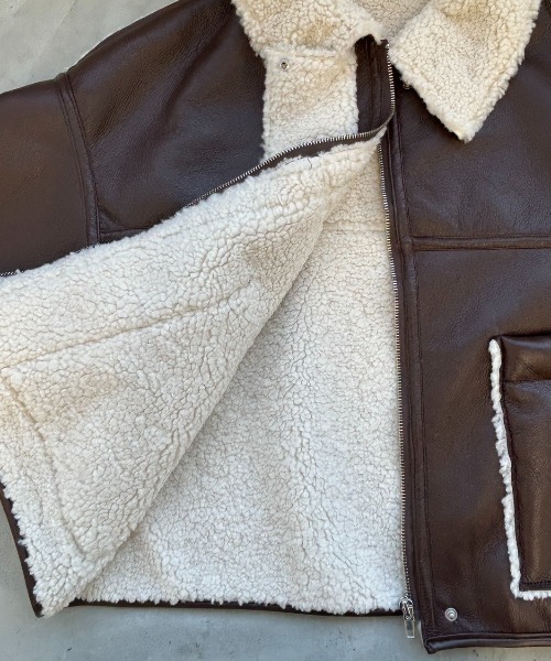 セール】2wayフェイクレザームートンジャケット（ムートンコート
