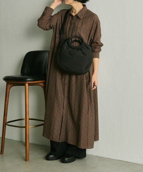 ear PAPILLONNER ドロストワンピース　カーキ セール】ドロストシャツワンピース【SUM1 STYLE(スミスタイル