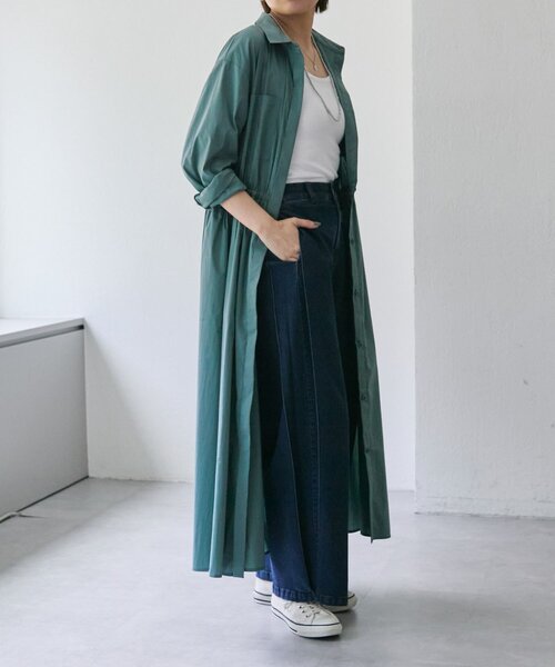 ear PAPILLONNER（イアパピヨネ）の「ドロストシャツワンピース【SUM1 STYLE(スミスタイル)】（ワンピース・レディース・サックスブルー/ブラウン・FREE）」の17枚目の写真