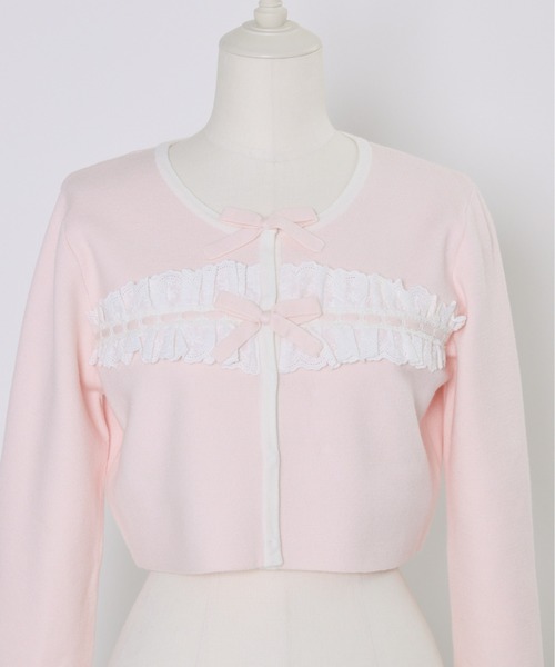 mellfy memory(メルフィーメモリー)の「Cotton lace and ribbon bicolor カーディガン(カーディガン/ボレロ・レディース・ホワイト/ピンク・FREE)」の7枚目の写真