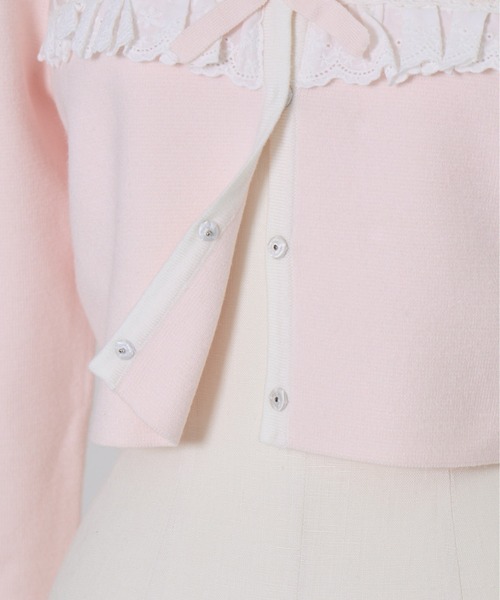 mellfy memory(メルフィーメモリー)の「Cotton lace and ribbon bicolor カーディガン(カーディガン/ボレロ・レディース・ホワイト/ピンク・FREE)」の9枚目の写真