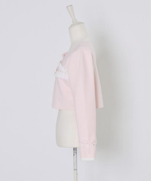 mellfy memory(メルフィーメモリー)の「Cotton lace and ribbon bicolor カーディガン(カーディガン/ボレロ・レディース・ホワイト/ピンク・FREE)」の5枚目の写真