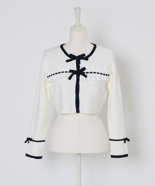 mellfy memory(メルフィーメモリー)の「Cotton lace and ribbon bicolor カーディガン(カーディガン/ボレロ・レディース・ホワイト/ピンク・FREE)」の11枚目の写真
