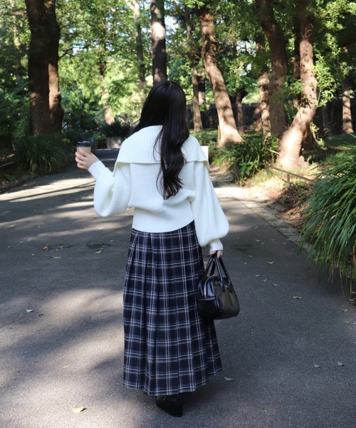 mellowneon（メロウネオン）の「シフォンデザイン3wayジップニット（ニット/セーター・レディース・グレー/アイボリー/チャコールグレー・FREE）」の9枚目の写真