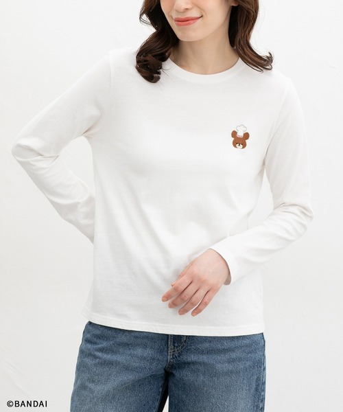 Honeys（ハニーズ）の「くまのがっこう／Ｔシャツ（Tシャツ/カットソー・レディース・ブラック/ピンク/ライトグリーン/オフホワイト/杢グレー・L/LL/M/S）」の2枚目の写真