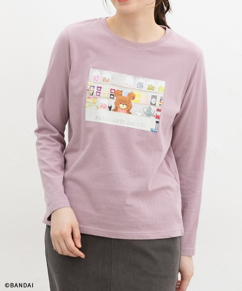 Honeys（ハニーズ）の「くまのがっこう／Ｔシャツ（Tシャツ/カットソー・レディース・ブラック/ピンク/ライトグリーン/オフホワイト/杢グレー・L/LL/M/S）」の5枚目の写真