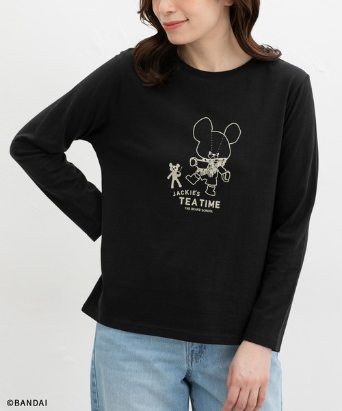 Honeys（ハニーズ）の「くまのがっこう／Ｔシャツ（Tシャツ/カットソー・レディース・ブラック/ピンク/ライトグリーン/オフホワイト/杢グレー・L/LL/M/S）」の3枚目の写真