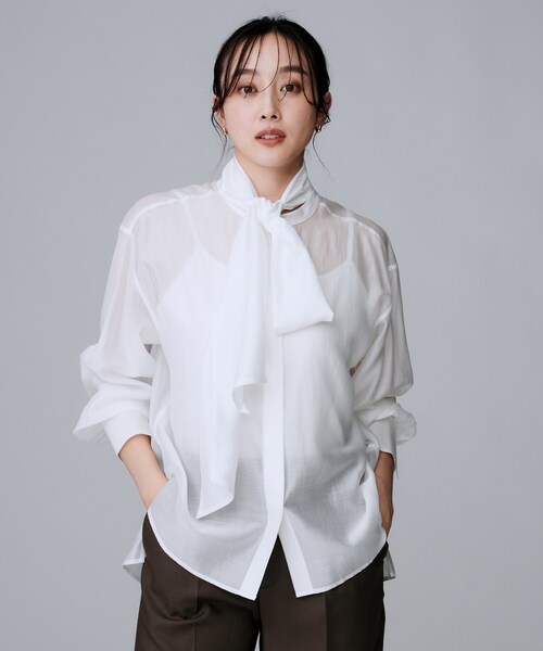 セール】【ボウタイリボン/バンドカラー/レイヤード/オフィス