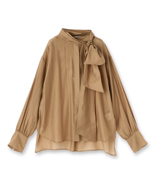 UNTITLED（アンタイトル）の「【ボウタイリボン/バンドカラー/レイヤード】2WAYシアーブラウス（シャツ/ブラウス・レディース・ホワイト/キャメル・02/04/44/48/00）」の3枚目の写真