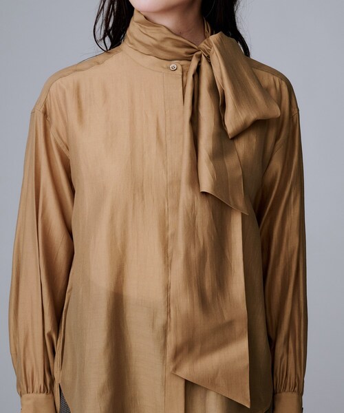 UNTITLED（アンタイトル）の「【ボウタイリボン/バンドカラー/レイヤード】2WAYシアーブラウス（シャツ/ブラウス・レディース・ホワイト/キャメル・02/04/44/48/00）」の20枚目の写真