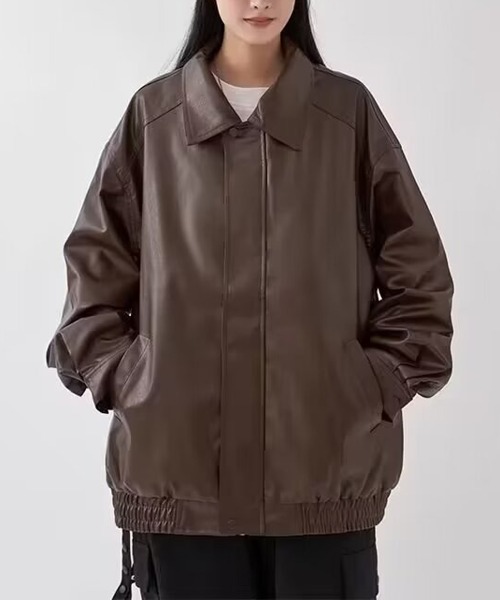 NEW GENTLEMAN(ニュージェントルマン)の「モソッキ レザータッチ ビッグブルゾン(ブルゾン・メンズ・ブラック/ブラウン・M/L/XL)」の2枚目の写真