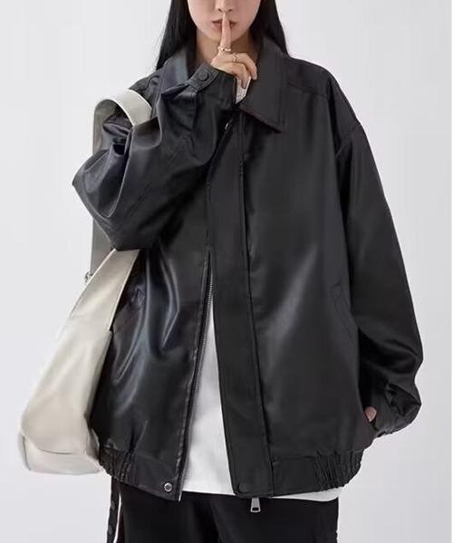 NEW GENTLEMAN(ニュージェントルマン)の「モソッキ レザータッチ ビッグブルゾン(ブルゾン・メンズ・ブラック/ブラウン・M/L/XL)」の8枚目の写真