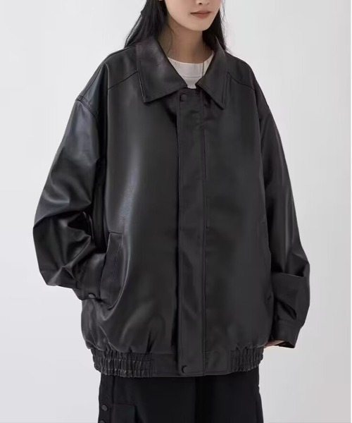 NEW GENTLEMAN(ニュージェントルマン)の「モソッキ レザータッチ ビッグブルゾン(ブルゾン・メンズ・ブラック/ブラウン・M/L/XL)」の12枚目の写真