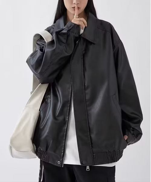 NEW GENTLEMAN(ニュージェントルマン)の「モソッキ レザータッチ ビッグブルゾン(ブルゾン・メンズ・ブラック/ブラウン・M/L/XL)」の13枚目の写真