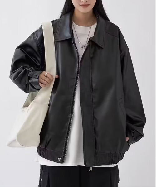NEW GENTLEMAN(ニュージェントルマン)の「モソッキ レザータッチ ビッグブルゾン(ブルゾン・メンズ・ブラック/ブラウン・M/L/XL)」の15枚目の写真