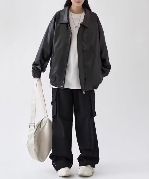 NEW GENTLEMAN(ニュージェントルマン)の「モソッキ レザータッチ ビッグブルゾン(ブルゾン・メンズ・ブラック/ブラウン・M/L/XL)」の16枚目の写真