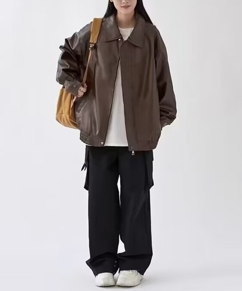 NEW GENTLEMAN(ニュージェントルマン)の「モソッキ レザータッチ ビッグブルゾン(ブルゾン・メンズ・ブラック/ブラウン・M/L/XL)」の18枚目の写真