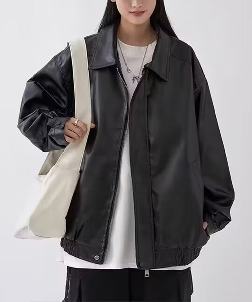 NEW GENTLEMAN(ニュージェントルマン)の「モソッキ レザータッチ ビッグブルゾン(ブルゾン・メンズ・ブラック/ブラウン・M/L/XL)」の9枚目の写真