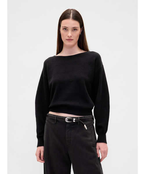 セール】Cashsoft カシミヤタッチ ストレッチ ランタンスリーブ