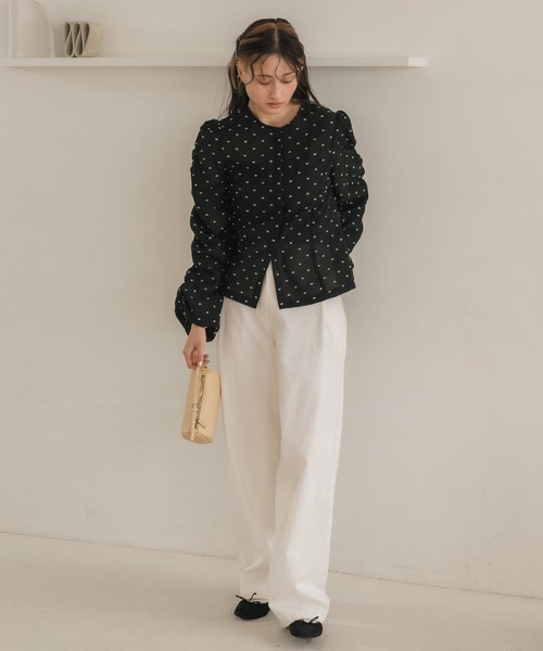 original】ドットシャーリング長袖ブラウス / シアートップス