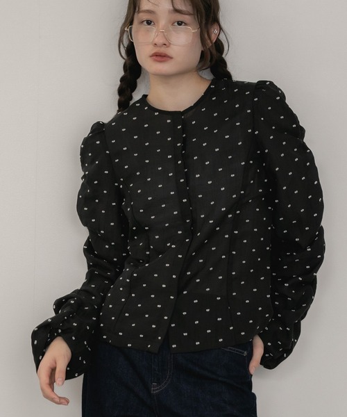 itoシャーリングブラウス itto ブラウス シャツ 胸元シャーリングブラウス レディース