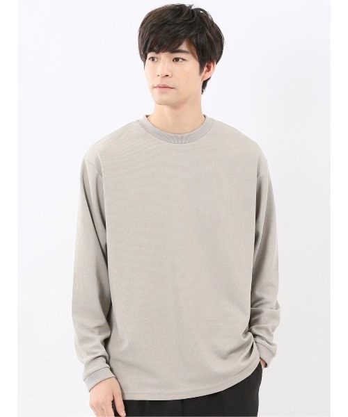 m.f.editorial(エムエフエディトリアル)の「【ストレッチ スエット】m.f.エディトリアル メンズ ワッフル クルー長袖 プルオーバー(スウェット・メンズ・ブラック/ダークウッド/ベージュ/ホワイト・LARGE/X-LARGE/MEDIUM)」の4枚目の写真