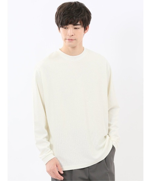 m.f.editorial(エムエフエディトリアル)の「【ストレッチ スエット】m.f.エディトリアル メンズ ワッフル クルー長袖 プルオーバー(スウェット・メンズ・ブラック/ダークウッド/ベージュ/ホワイト・LARGE/X-LARGE/MEDIUM)」の2枚目の写真
