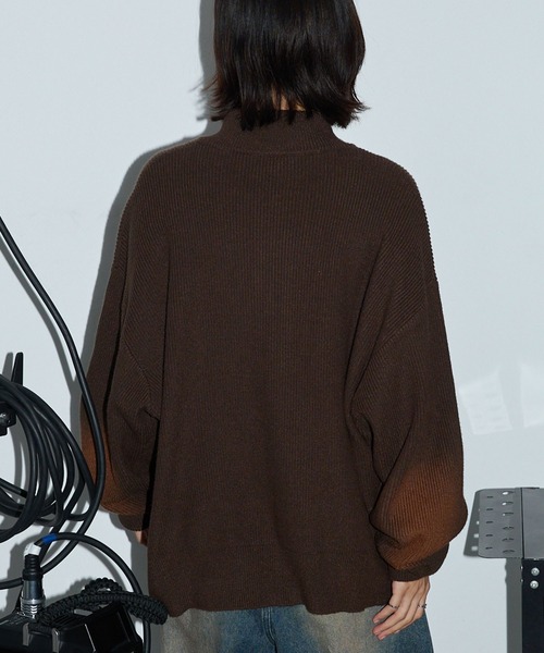 Anchor Smith（アンカー スミス）の「ヴィンテージライク スプレー加工 ダブルジップドライバーズニットジャケット（ニット/セーター・レディース・ブラウン/グレー/ブラック・L/M）」の10枚目の写真