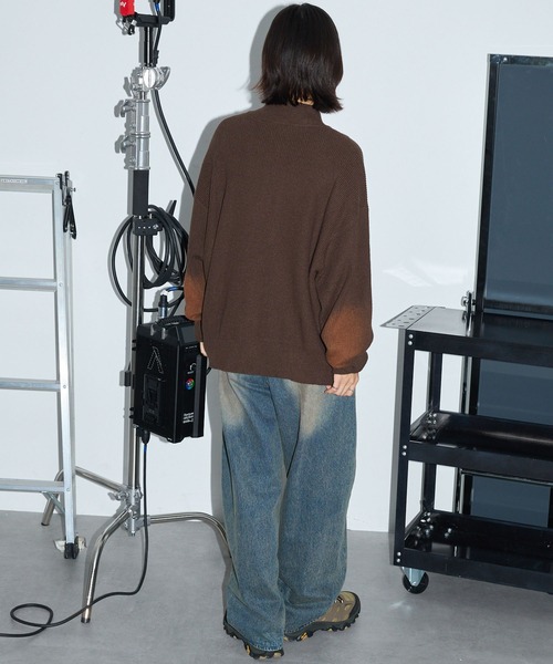 Anchor Smith（アンカー スミス）の「ヴィンテージライク スプレー加工 ダブルジップドライバーズニットジャケット（ニット/セーター・レディース・ブラウン/グレー/ブラック・L/M）」の11枚目の写真