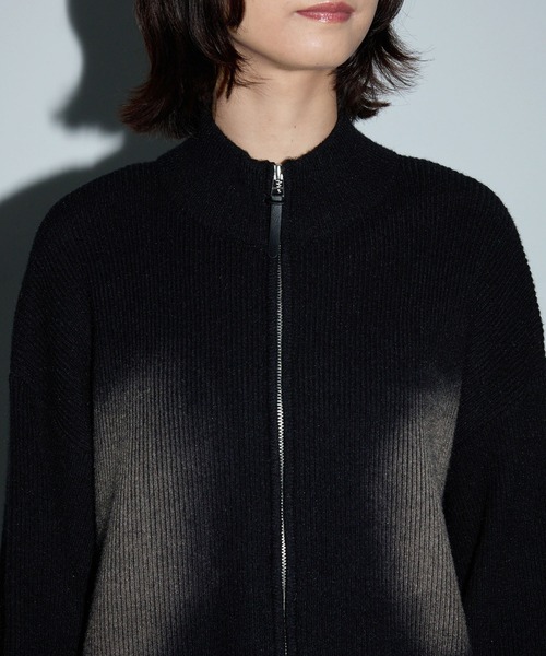 Anchor Smith（アンカー スミス）の「ヴィンテージライク スプレー加工 ダブルジップドライバーズニットジャケット（ニット/セーター・レディース・ブラウン/グレー/ブラック・L/M）」の12枚目の写真