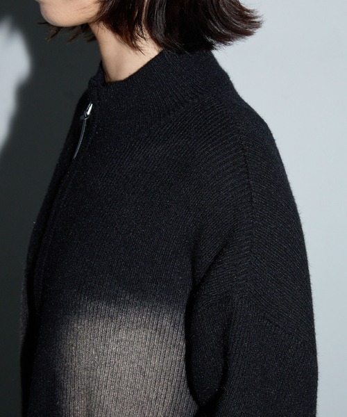 Anchor Smith（アンカー スミス）の「ヴィンテージライク スプレー加工 ダブルジップドライバーズニットジャケット（ニット/セーター・レディース・ブラウン/グレー/ブラック・L/M）」の14枚目の写真