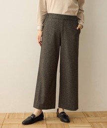裏起毛ストレッチワイドパンツ 股下63cm丈【ウエストゴム・大きいサイズあり】