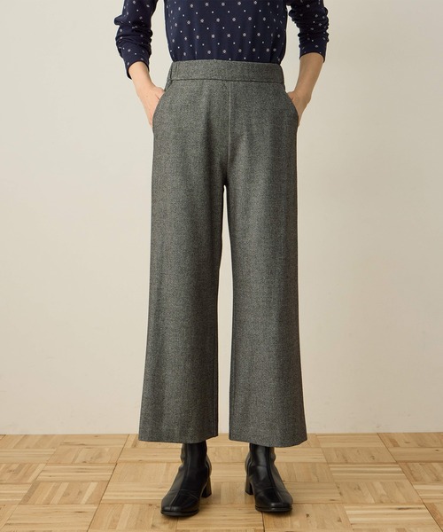 DECOY SINCE 1981（デコイシンスイチキュウハチイチ）の「裏起毛ストレッチワイドパンツ 股下63cm丈【ウエストゴム・大きいサイズあり】（その他パンツ・レディース・チャコールグレー/ブラック/モカ/ネイビー/ブラウン・61/64/67/70/76/80）」の2枚目の写真