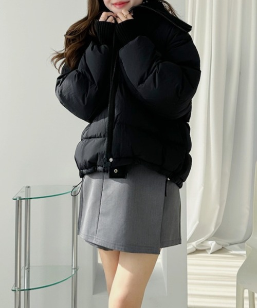 セール】ビッグリブカラー ショート丈 ダウンジャケット（ダウン