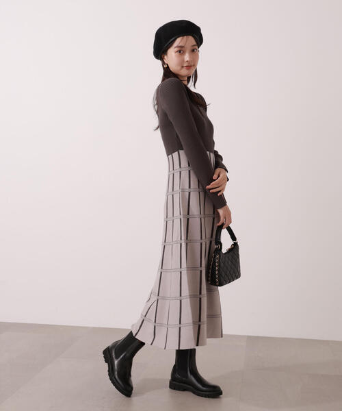 PROPORTION BODY DRESSING（プロポーションボディドレッシング）の「チェック柄ジャガードニットワンピース / 1215240009（ワンピース・レディース・ダークグレー/ブルー/ブラウン系その他・MEDIUM/P/S/SMALL）」の17枚目の写真