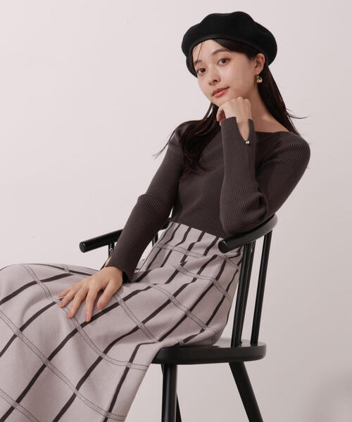 PROPORTION BODY DRESSING（プロポーションボディドレッシング）の「チェック柄ジャガードニットワンピース / 1215240009（ワンピース・レディース・ダークグレー/ブルー/ブラウン系その他・MEDIUM/P/S/SMALL）」の18枚目の写真