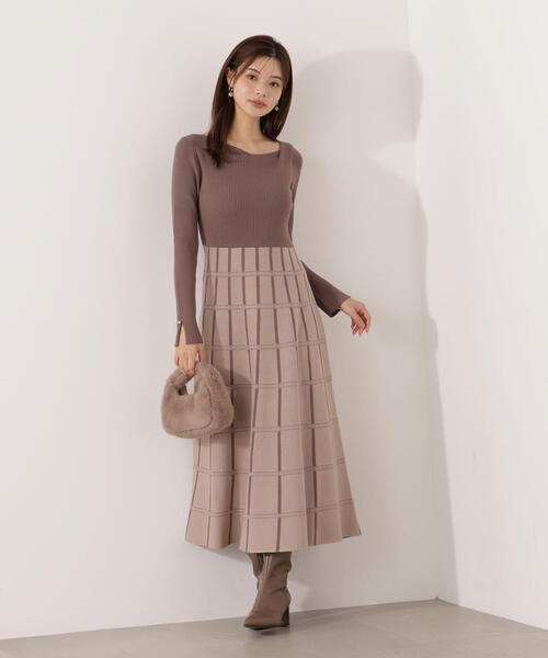 PROPORTION BODY DRESSING（プロポーションボディドレッシング）の「チェック柄ジャガードニットワンピース / 1215240009（ワンピース・レディース・ダークグレー/ブルー/ブラウン系その他・MEDIUM/P/S/SMALL）」の22枚目の写真