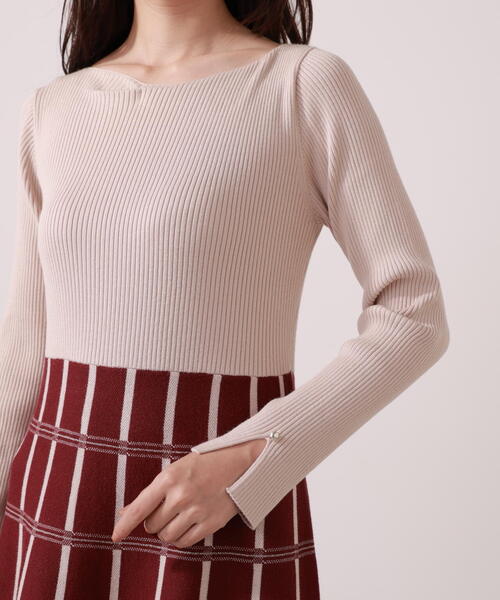 PROPORTION BODY DRESSING（プロポーションボディドレッシング）の「チェック柄ジャガードニットワンピース / 1215240009（ワンピース・レディース・ダークグレー/ブルー/ブラウン系その他・MEDIUM/P/S/SMALL）」の6枚目の写真