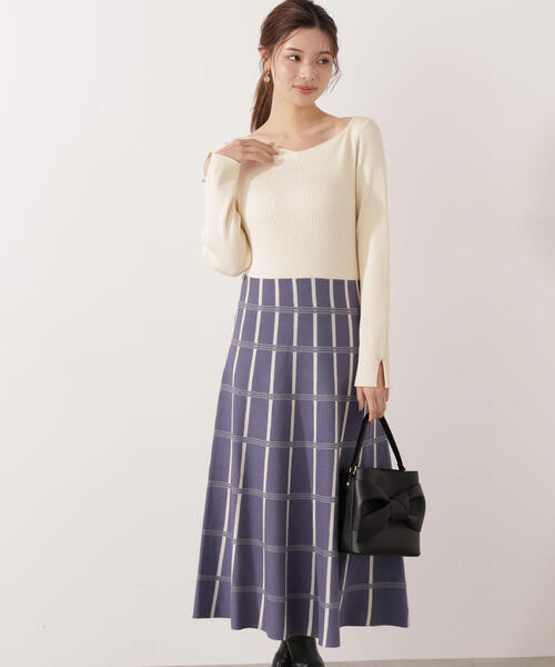 PROPORTION BODY DRESSING（プロポーションボディドレッシング）の「チェック柄ジャガードニットワンピース / 1215240009（ワンピース・レディース・ダークグレー/ブルー/ブラウン系その他・MEDIUM/P/S/SMALL）」の12枚目の写真