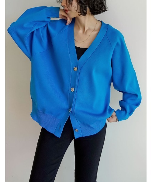 Re:EDIT（リエディ）の「スポンジニットメタルボタンドルマンカーディガン（カーディガン/ボレロ・レディース・ブラック/アイボリー/チャコールグレー/ブラウン/ブルー・MEDIUM/LARGE）」の5枚目の写真