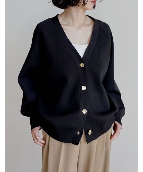 Re:EDIT（リエディ）の「スポンジニットメタルボタンドルマンカーディガン（カーディガン/ボレロ・レディース・ブラック/アイボリー/チャコールグレー/ブラウン/ブルー・MEDIUM/LARGE）」の6枚目の写真