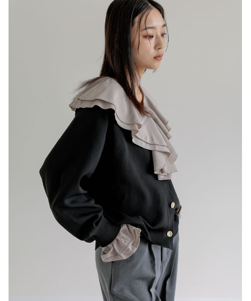 Re:EDIT（リエディ）の「スポンジニットメタルボタンドルマンカーディガン（カーディガン/ボレロ・レディース・ブラック/アイボリー/チャコールグレー/ブラウン/ブルー・MEDIUM/LARGE）」の8枚目の写真