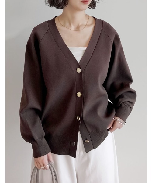 Re:EDIT（リエディ）の「スポンジニットメタルボタンドルマンカーディガン（カーディガン/ボレロ・レディース・ブラック/アイボリー/チャコールグレー/ブラウン/ブルー・MEDIUM/LARGE）」の10枚目の写真