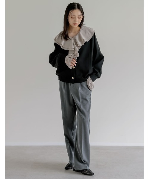 Re:EDIT（リエディ）の「スポンジニットメタルボタンドルマンカーディガン（カーディガン/ボレロ・レディース・ブラック/アイボリー/チャコールグレー/ブラウン/ブルー・MEDIUM/LARGE）」の9枚目の写真