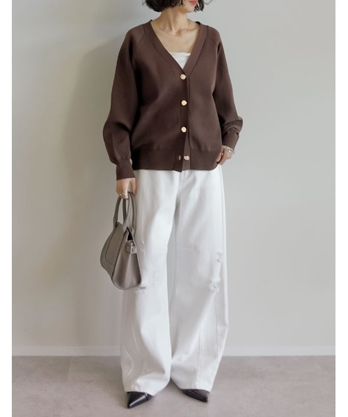 Re:EDIT（リエディ）の「スポンジニットメタルボタンドルマンカーディガン（カーディガン/ボレロ・レディース・ブラック/アイボリー/チャコールグレー/ブラウン/ブルー・MEDIUM/LARGE）」の11枚目の写真