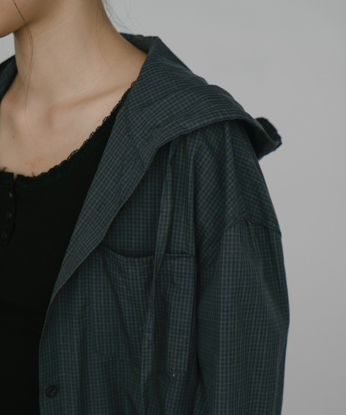 duei（デュイ）の「オーバーサイズチェックフーディーシャツ（シャツ/ブラウス・レディース・ブラウン/ネイビー・FREE）」の17枚目の写真