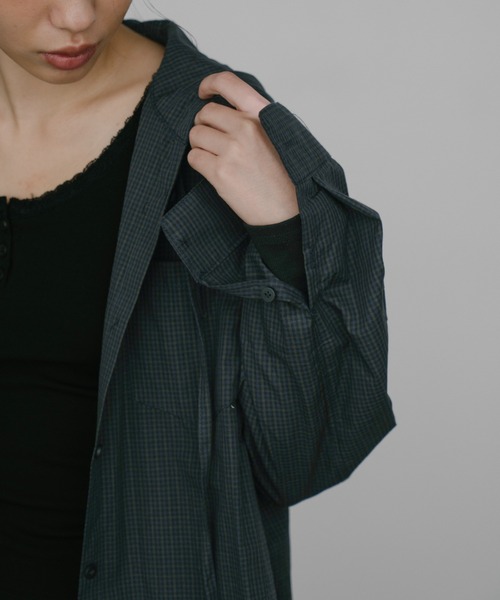 duei（デュイ）の「オーバーサイズチェックフーディーシャツ（シャツ/ブラウス・レディース・ブラウン/ネイビー・FREE）」の19枚目の写真