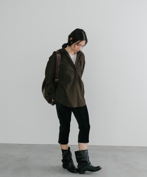 duei（デュイ）の「オーバーサイズチェックフーディーシャツ（シャツ/ブラウス・レディース・ブラウン/ネイビー・FREE）」の8枚目の写真