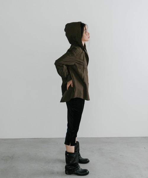 duei（デュイ）の「オーバーサイズチェックフーディーシャツ（シャツ/ブラウス・レディース・ブラウン/ネイビー・FREE）」の12枚目の写真