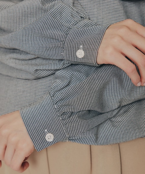 REDYAZEL（レディアゼル）の「ケープライクグレンチェックリボンタイブラウス（シャツ/ブラウス・レディース・ホワイト系その他/ベージュ系その他/ブラウン系その他/ブラック・FREE）」の8枚目の写真